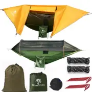 WIYPRQZ Camping Hammock with Mosquito Net and Rain Fly Cover Portable Lightweigh