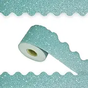 65Feet Bulletin Board Borders, Shine Scalloped Borders Bulletin Board Border Decorative,Trim Poster Borders Classroom Decoration for School, Classroom Decoration Strips (Light Blue)