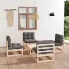 5 PCS Wooden Garden Lounge Sofa Table Set With Cushions Stable Outdoor Furniture