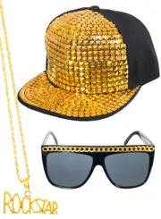 Rockstar Bling Hat and Glasses Costume Accessory Set