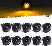 Partsam 10x 3/4" Amber Round Led Marker Light Smoked For Pickup Truck Trailer RV Camper Golf Cart, 3/4" Smoked Mini Clearance Auxiliary Turn Signal Light Lamp