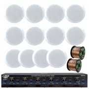 Pyle 5.25'' 150W Wall Speakers (QTY 12), Stereo Speaker Selector/2x Speaker Wire