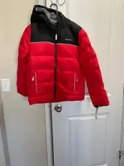 BNWT Eddie Bauer Classic Down Jacket, 650 Fill Power, Boys, size L-14, Red/black