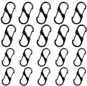 [KGYMJR] Black Anti Theft Carabiner Clips,Double Clip Hooks Keychain Carabiners for Luggage Suitcase,Outdoor Hiking, Fishing,Camping(Stainless Iron,20pc)