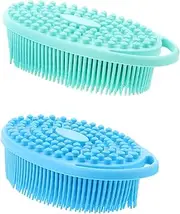 Beavorty Shower Brush Set 1 Body Scrubber Silicone Scalp Brush Exfoliating for Men Women Easy Hang Storage