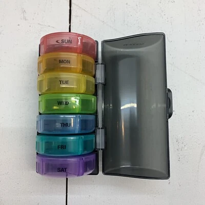 Weekly Pill Organizer Color Coded Travel case AM PM
