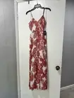 Express Maxi Dress Paisley Red/White Chiffon Polyester Cutout Lined Size XXS