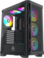 Hydra-Bk Hydra Mid Tower Gaming PC Case W/ 6X 120Mm ARGB Fans, 366 RGB Light Mod
