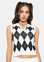 Bad Teacher's Boss Argyle Crop Sweater Vest
