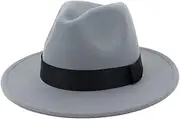 [Bollrllr] Women's Wool Wide Brim Classic Bowler Vintage Jazz Hat