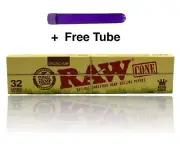 Raw Organic Natural Unrefined King Size Pre Rolled Paper Cones 32 Pack+Free Tube