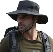 [JUYICOLEX] Sun Hats for Men Women Fishing Hat UPF 50+ Breathable Wide Brim Summer UV Protection Hat (Grey-8cm Brim) Gray