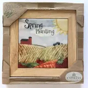 Cypress Home Ceramic SPRING PLANTING Seasonal Trivet or Wall Decor 8x8 Frame NEW