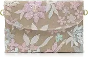 [QTKJ] Envelope Package, Clutch Purses for Women, Sequin Embroidered Flowers Straw Bag, Bohemian Handmade Handbags(Style 5), Multicolor, One Size