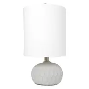LT3321-WHT Cement Base Table Lamp with Long Drum Shade