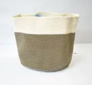 InterDesign Storage Boxes Khaki/Ivory Hand Knit Round Bin 10.75" x 11.5" Soft