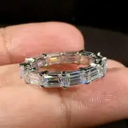 2.00CT Emerald Cut Simulated Diamond Women's Eternity Ring 14K White Gold Plated