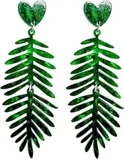 [ChungLong0593] Green Acrylic Tropical Palm Colorful Tree Fresh Monstera Fish Bone Leaf Earrings Dangle Earrings