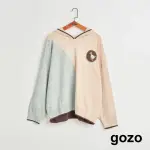 【GOZO】MOMO獨家款★限量開賣 老天鵝拼色連帽毛衣(兩色)