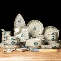 在飛比找樂天市場購物網優惠-碗碟套裝家用日式釉下彩陶瓷和風餐具創意個性吃飯碗筷盤子組合