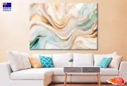 Pale Cream, Blue & Gold Abstract Wall Canvas Home Decor Australian Made Quality