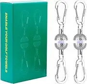 Handy Picks Magnetic Clip for Golf Towels, Original Mini Golf Ball Design, Industrial Neodymium Magnet for Strong Hold to Cart or Clubs, Essential Golf Accessory Golfer (Silver, Pack of 2)