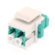 LC OM3 Multi-Mode Duplex Fiber Optic Coupler Keystone Jack Snap-in White Aqua
