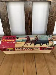Vintage Country Horse Cart Battery Operated Tin Toy Old China