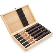 Woodworking HSS Wood Turning Tools Lathe Chisel Set of 5 pcs Mini with Wooden...
