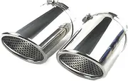 2pcs Compatible For Audi A6 C6 4F Q7 4L A4 B8 Car-styling Exhaust End Tip Stainless Steel Muffler Tail Throat Decoration Accessories(Silver 2pcs)