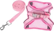 HANABASS 1Set Breathable Reflective Dog Harness and Leash Outdoor Walking Gear for Small Dogs Tear Resistant Design Lightweight and Adorable in Pink for Training