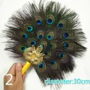 Peacock Marabou Feather Hand Fan Double Side Handmade Vintage Pagan Wicca Gift