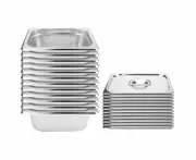 SOGA 12X Stainless Steel 1/3 Gastronorm GN Pan Full Size 15cm Deep Tray w/ Lid.