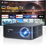 Projector 4K【1200 ANSI/Google TV】 Netflix/Disney+ Licensed, Real-Time Focus & Keystone Smart Projector, Native 1080P Projector Google Voice Control,WiFi 6 Two-Way Bluetooth for Home Ceiling/Outdoor