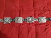 Lucky & Blessed Turquoise Tooled Square Concho Belt Small