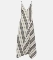 [Ferragamo] Ferragamo Striped linen and cotton maxi dress AU 8 neutrals