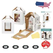 3-Pack Tall Cake Boxes with Handles - Elegant Solution for Weddings & Parties