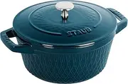 Staub Twist Cocotte Z1023-189 Round Lamer 7.9 inches (20 cm) Nickel Knob Specification, Large, Two-Handed, Cast Enameled Pot, Induction Compatible