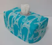 Eiffel Tower - Aqua Tissue Box Cover With Circle Opening - Lovely Gift
