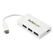 StarTech 4 Port USB C Hub, USB-C to C and A, USB 3.0 Hub, White - HB30C3A1CFBW