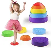 Pack of 6 Children's Balance Board, BALANCE_BOARD, balance board, balance board, Polyethylene (PE), Polyvinyl Chloride (PVC), Rubber, Kid, Little Kid, Orange, Purple, Yellow, Red, Blue, Green