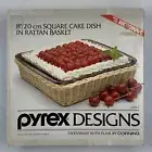 Vintage 1986 Pyrex Fireside Naturals Corning Baking Dish Rattan Basket NEW 2220F