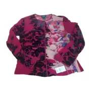 Citron Santa Monica Silk Blouse Cardigan Button Up Top XS Garnet Red $168