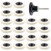20Pcs 2" Compressed Wool Fabric Disc Polishing Buffing Pads Wheels With 1Pcs 2"