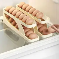 在飛比找蝦皮購物優惠-冰箱側門雞蛋收納盒家用雞蛋架托大容量滾動雞蛋盒雙層雞蛋滑梯