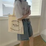 WOMEN SHOULDER BAG PARIS LETTERS PRINT SHOPPING BAG ECO COT