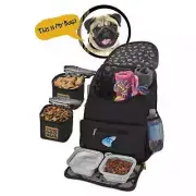 Dog Weekender Backpack Travel Bag Deluxe Quilted Toys Water Food Leash Pet Black