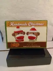 CRACKER BARREL SOCK MONKEY HOLIDAY EDITION SALT AND PEPPER SHAKERS