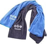 Set of 2 Rectangular Sports Towels, 95 x 40 cm, Microfiber Fast Drying Fitness Sweat Towels, Gym Towel with Fixation, Non-Slip Function, Quick Dry Towel