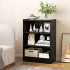 3-Tier Black Wood Pantry Organizer Bookcase Open Display Rack Cabinet with Adjus